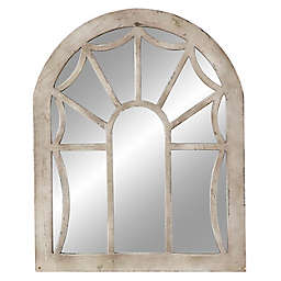 Ridge Road Decor Distressed 36-Inch x 44-Inch Wood Cathedral Wall Mirror in Beige/Cream
