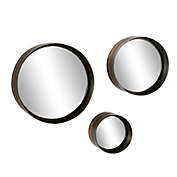 Ridge Road D&eacute;cor 15.8-Inch Round Bronzed Rimmed Metal Wall Mirrors in Black (Set of 3)