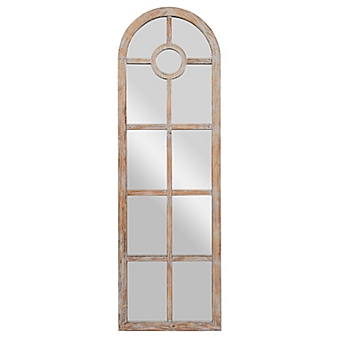Ridge Road D&eacute;cor 71.9-Inch x 22.9-Inch Distressed Wooden Arched Window Wall Mirror in Brown. View a larger version of this product image.