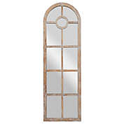 Ridge Road D&eacute;cor 71.9-Inch x 22.9-Inch Distressed Wooden Arched Window Wall Mirror in Brown