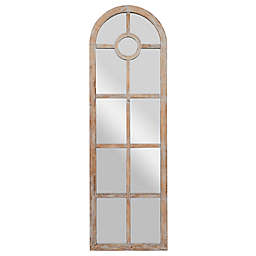 Ridge Road Décor 71.9-Inch x 22.9-Inch Distressed Wooden Arched Window Wall Mirror in Brown