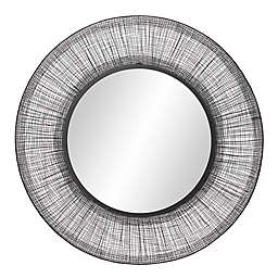Ridge Road Décor 39.5-Inch Round Metal Wall Mirror with Mesh Frame in Black