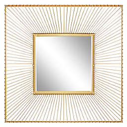 Ridge Road Décor 26-Inch Square Metal Dimensional Wall Mirror in Gold
