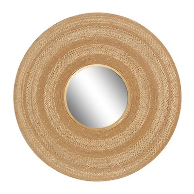 Ridge Road Decor 40-Inch Round Textured Metal Wall Mirror in Brown/Gold