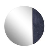 Ridge Road Decor 28-Inch Round Wall Mirror with Stone Accent in Black