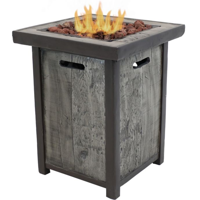 Sunnydaze Weathered Wood Look Propane Fire Pit Table In Grey Bed Bath Beyond