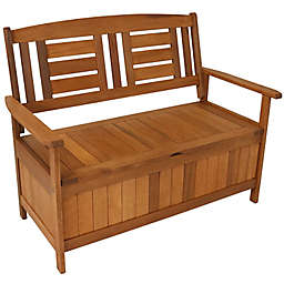 Sunnydaze Meranti Outdoor Storage Bench in Brown