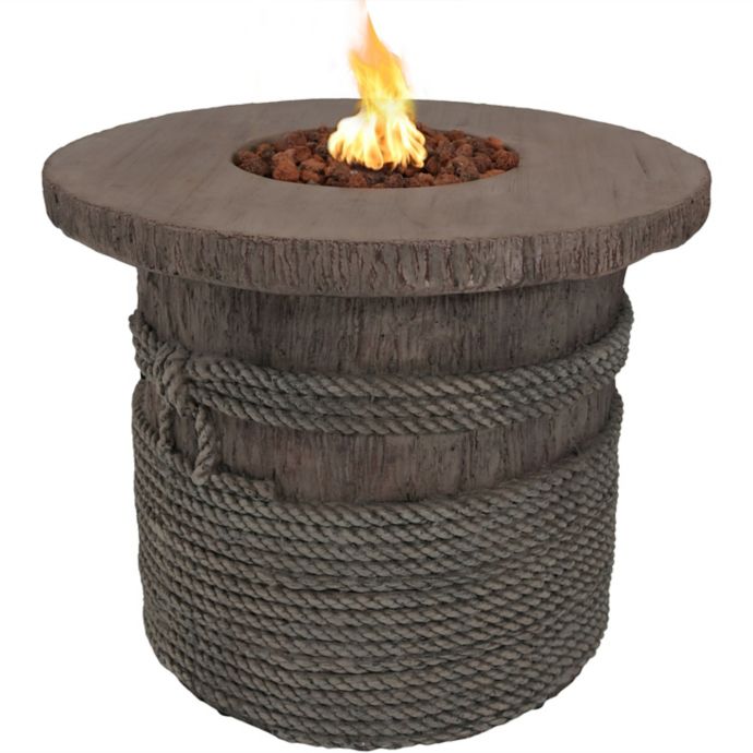 Sunnydaze Decor Rope Barrel Propane Gas Fire Pit In Light Brown Bed Bath Beyond