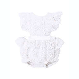 Kidding Around Floral Lace Sleeveless Romper in White
