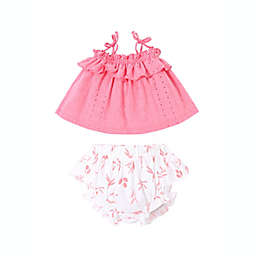 Kidding Around 2-Piece Eyelet Swing Top and Diaper Cover Set in Pink