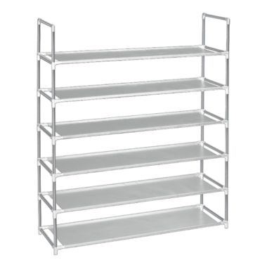 Simply Essential™ 6-Tier Fabric Shoe Rack in Grey. View a larger version of this product image.