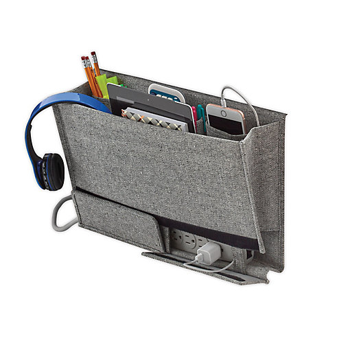 Alternate image 1 for Squared Away™ Arrow Weave Bedside Caddy in Grey