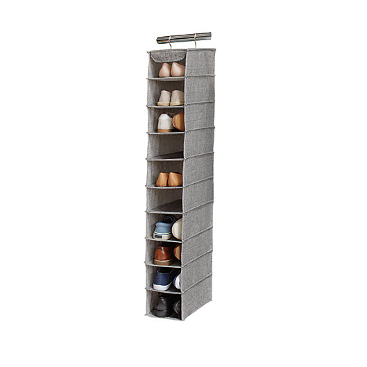 Alternate image 1 for Squared Away™ Arrow Weave 10-Shelf Deluxe Clothing and Shoe Organizer in Grey