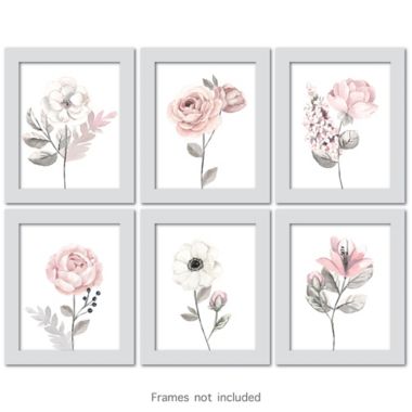 Lambs &amp; Ivy&reg; Watercolor Floral Unframed Wall Art (Set of 6). View a larger version of this product image.
