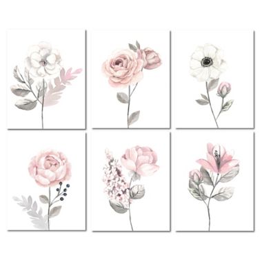 Lambs &amp; Ivy&reg; Watercolor Floral Unframed Wall Art (Set of 6). View a larger version of this product image.