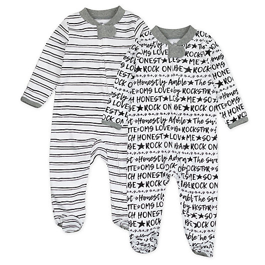 Alternate image 1 for The Honest Company® 2-Pack Words Organic Cotton Sleep & Play Footies