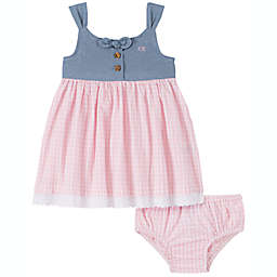 Calvin Klein® 2-Piece Dress and Diaper Cover Set in Blue/White