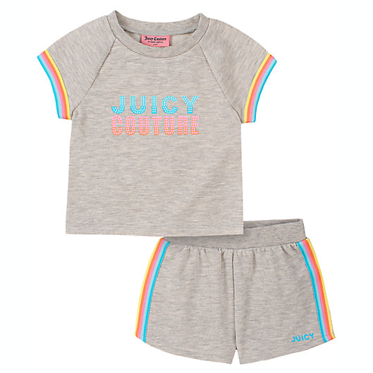 Alternate image 1 for Juicy Couture® 2-Piece Rainbow T-Shirt and Short Set in Grey
