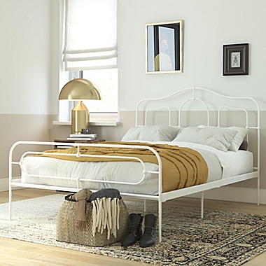 Mr. Kate Primrose Queen Metal Bed Frame in White. View a larger version of this product image.