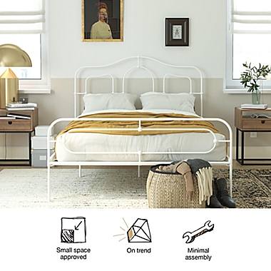 Mr. Kate Primrose Queen Metal Bed Frame in White. View a larger version of this product image.