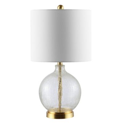 Clear Glass Lamps With White Shades, Gold 24 Inch Emma Clear Glass Table Lamps For Bedroom