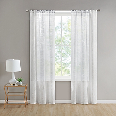 Simply Essential&trade; Passaic 84-Inch Rod Pocket Sheer Window Curtain Panels in White (Set of 2). View a larger version of this product image.