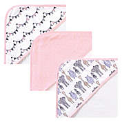 Hudson Baby&reg; Pink Safari 3-Piece Hooded Towels Set