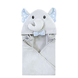 Hudson Baby® White Dots Grey Elephant Hooded Towel
