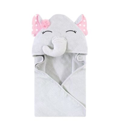 Hudson Baby&reg; White Dots Elephant Hooded Towel