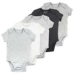 Mac & Moon 5-Pack Organic Cotton Short Sleeve Bodysuits in Grey
