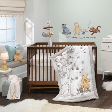 Lambs & Ivy&reg; Storytime Pooh Cotton Fitted Crib Sheet in White. View a larger version of this product image.