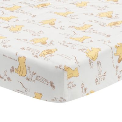 Lambs & Ivy&reg; Storytime Pooh Cotton Fitted Crib Sheet in White
