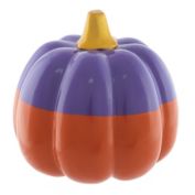 Two-Tone Ceramic Halloween Pumpkin in Orange/Purple