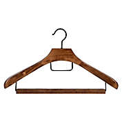 Squared Away&trade; Deluxe Wood Suit Hanger in Walnut with Pant Hanging Bar and Black Hardware