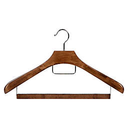 Squared Away™ Deluxe Wood Suit Hanger in Walnut with Pant Hanging Bar and Chrome Hardware