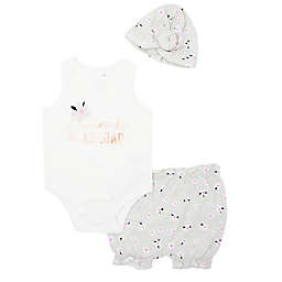 Mini Heroes™ 3-Piece Cuteness Overload Short Set with Turban in White
