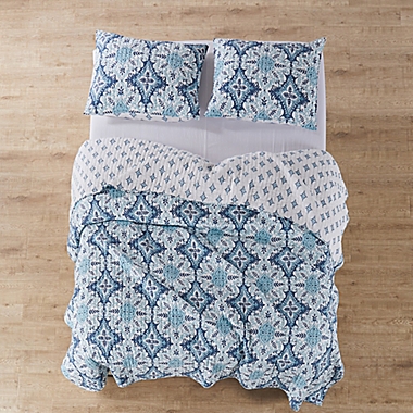 Levtex Home Essella Indigo 3-Piece Reversible Full/Queen Quilt Set in Blue. View a larger version of this product image.