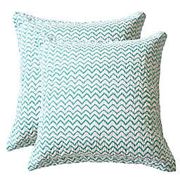 Levtex Home Leora Floral European Pillow Shams in Teal/White (Set of 2)
