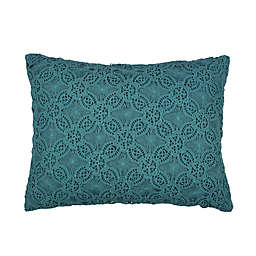 Levtex Home Nanette Lace Overlay Rectangular Throw Pillow in Teal