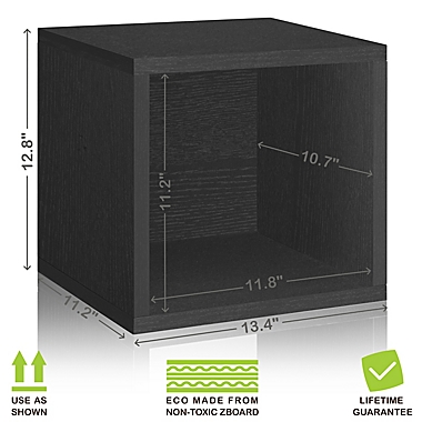 Way Basics Tool-Free Assembly zBoard paperboard Stackable Storage Cube in Black Wood Grain. View a larger version of this product image.