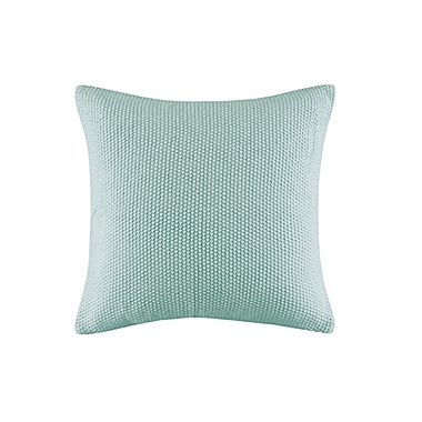 INK+IVY Bree Knit Square Decorative Pillow Cover in Aqua. View a larger version of this product image.