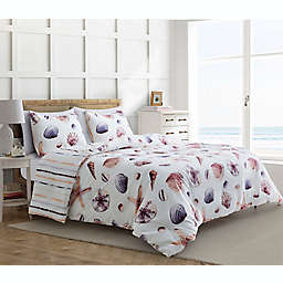 Coastal Life Sunset Shells 3-Piece Reversible Full/Queen Comforter Set in Natural/Multi