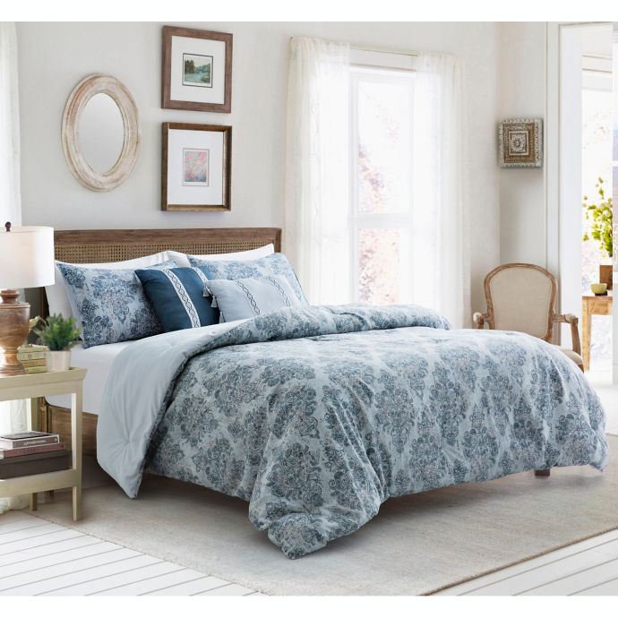 Ingrid 5-Piece Reversible Comforter Set in Grey Multi | Bed Bath & Beyond