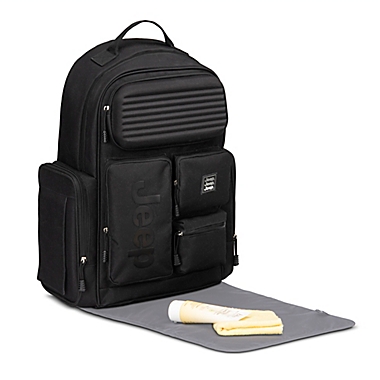 Jeep&reg; Adventurers Freedom Diaper Backpack in Black. View a larger version of this product image.
