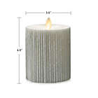 Alternate image 2 for Luminara&reg; Moving Flame&reg; 4.5-Inch Champagne Ribbed Real-Flame Effect Pillar Candle