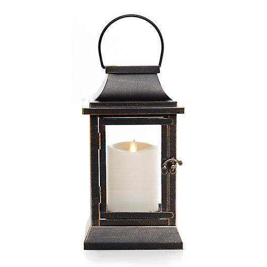 Alternate image 1 for Luminara® 12-Inch Metal and Glass Lantern in Oil Rubbed Bronze