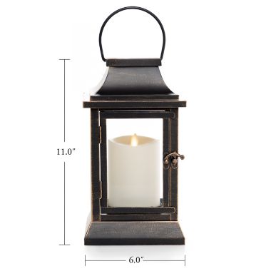 Luminara&reg; 12-Inch Metal and Glass Lantern in Oil Rubbed Bronze. View a larger version of this product image.