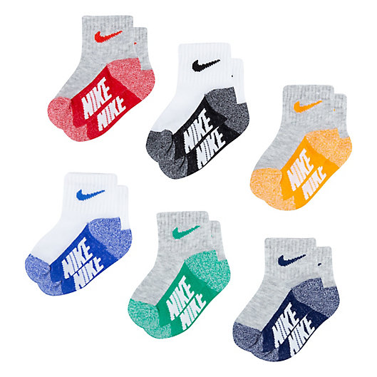 Alternate image 1 for Nike® Size 12-24M 6-Pack Logo Socks in Assorted Colors