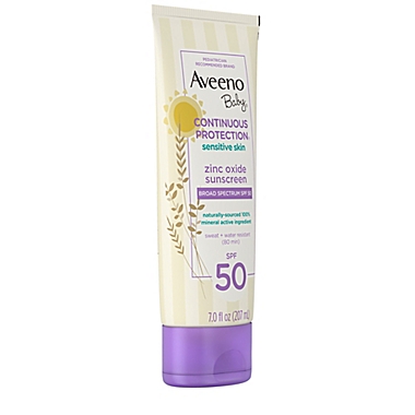 Aveeno Baby&reg; Continuous Protection&reg; 7 fl. oz Sensitive Suncare Lotion SPF 50. View a larger version of this product image.