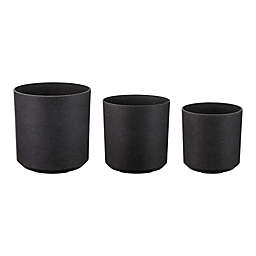 Glitzhome® 3-Piece Oversized Round Planter Pots Set in Black